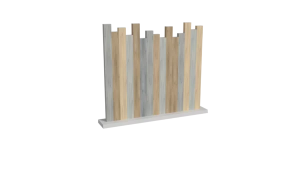 Clôture brise vue en PVC couleur patchwork avec coupe irrégulière