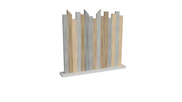 Clôture brise vue en PVC patchwork coupe irrégulière biseautée