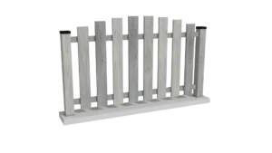 clôture en pvc gris cérusé ajourée coupe creusée