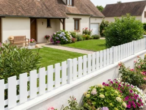 clôture ajourée droite installée prés d'une maison traditionnelle