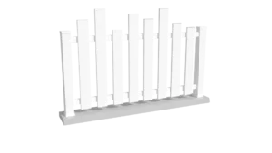 clôture en pvc blanc ajourée coupe irrégulière