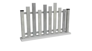 clôture en pvc gris cérusé ajourée coupe irrégulière