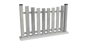 clôture en pvc gris cérusé ajourée coupe creusée