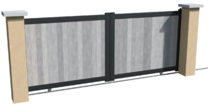 Portail coulissant non motorisable en aluminium brise-vue avec des lames pvc verticales grises
