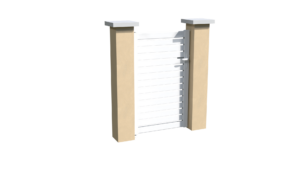 Portillon en aluminium blanc ajouré aux lames horizontales