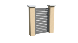 Portillon en aluminium gris ajouré aux lames horizontales