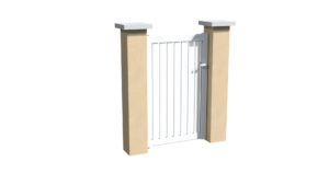 Portillon en aluminium blanc ajouré aux lames verticales