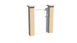 Portillon en aluminium blanc brise-vue parfaitement occultant avec des lames horizontales