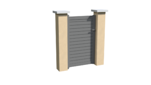 Portillon en aluminium gris brise-vue au style persienne