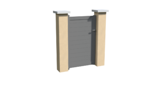 Portillon en aluminium gris brise-vue parfaitement occultant avec des lames horizontales