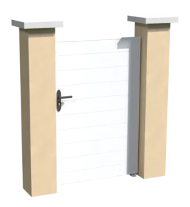 Portillon en pvc blanc brise-vue parfaitement occultant avec des lames imbriquées les unes aux autres