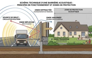 Schéma de fonctionnement du mur antibruit
