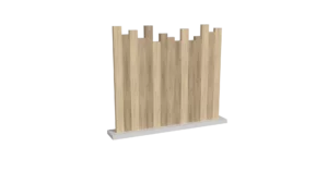 Clôture brise vue en PVC bois cérusé avec coupe irrégulière